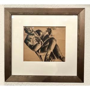 Marcel Caron (1890-1961), Belgian School, "banjo Player", Signed And Dated 1926